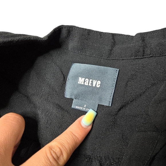 Anthropologie Maeve Black Taryn Crepe 3/4 Sleeve Shift Dress - Picture 4 of 7